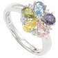Suzy Levian Sterling Silver Cubic Zirconia Multi-Color Flower Ring