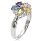 Suzy Levian Sterling Silver Cubic Zirconia Multi-Color Flower Ring