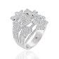 Suzy Levian Sterling Silver Cubic Zirconia Multi Flower Ring