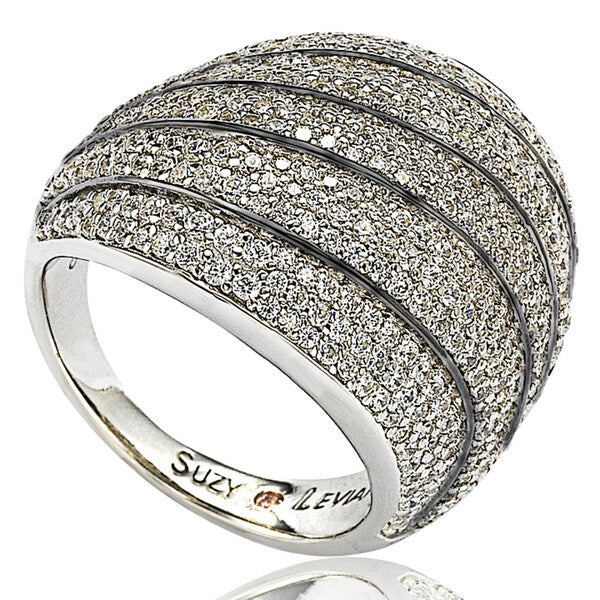 Suzy Levian Sterling Silver Cubic Zirconia Multi-level Curved Dome Ring