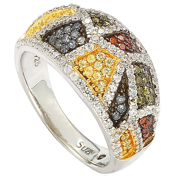 Suzy Levian Sterling Silver Cubic Zirconia Multicolor Exotic Ring