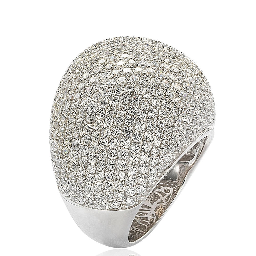 Suzy Levian Sterling Silver Cubic Zirconia Oversized Pave Ring