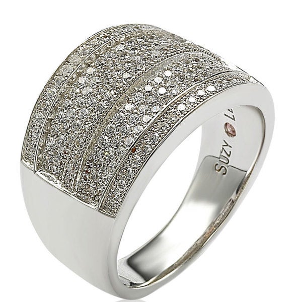 Suzy Levian Sterling Silver Cubic Zirconia Pave Ring
