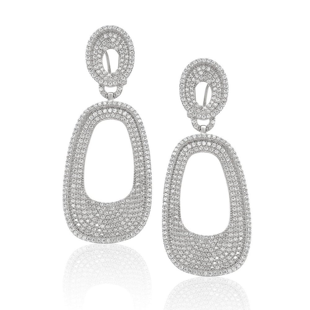 Suzy Levian Sterling Silver Cubic Zirconia Pave White Earrings