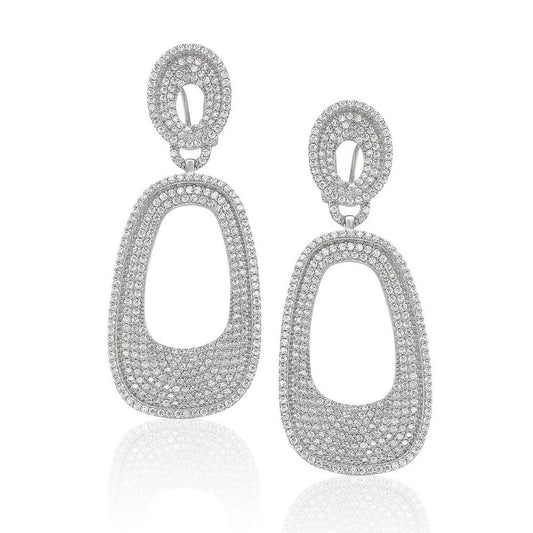 Suzy Levian Sterling Silver Cubic Zirconia Pave White Earrings