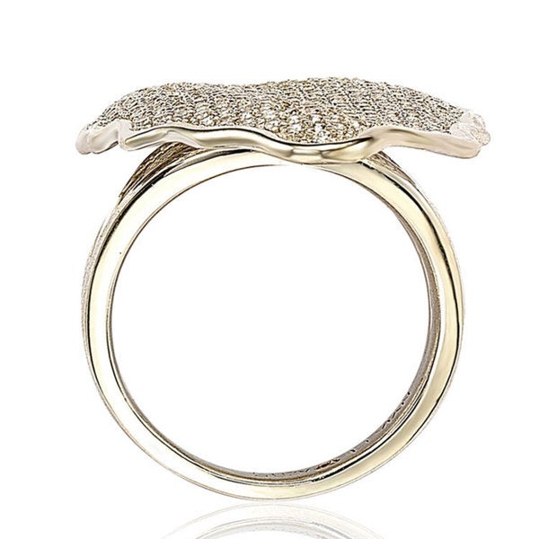 Suzy Levian Sterling Silver Cubic Zirconia Pave-encrusted Plate Ring