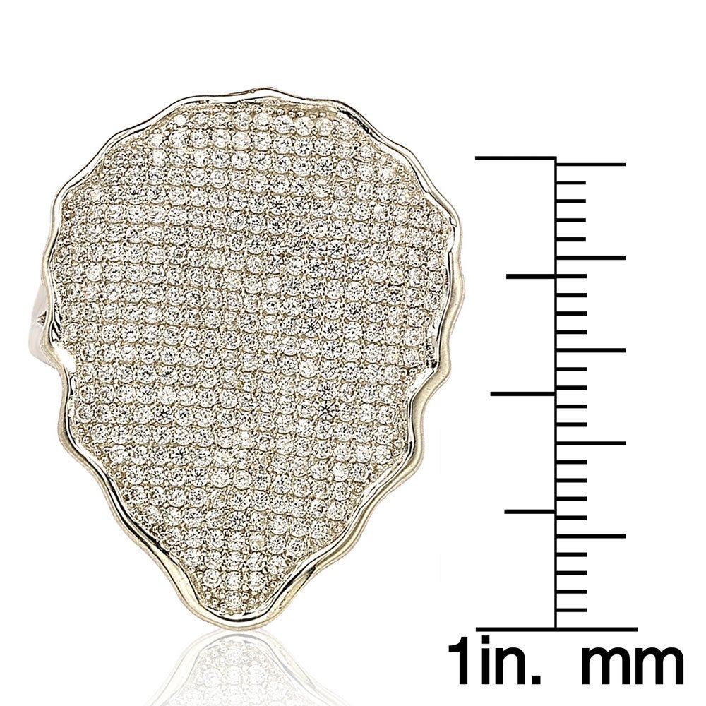 Suzy Levian Sterling Silver Cubic Zirconia Pave-encrusted Plate Ring