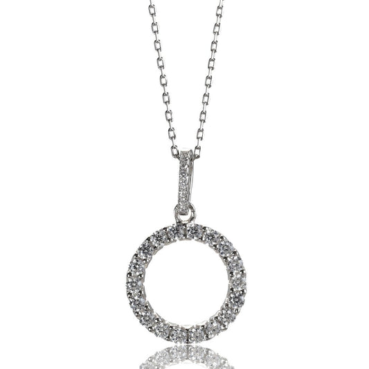 Suzy Levian Sterling Silver Cubic Zirconia White Circle Pendant