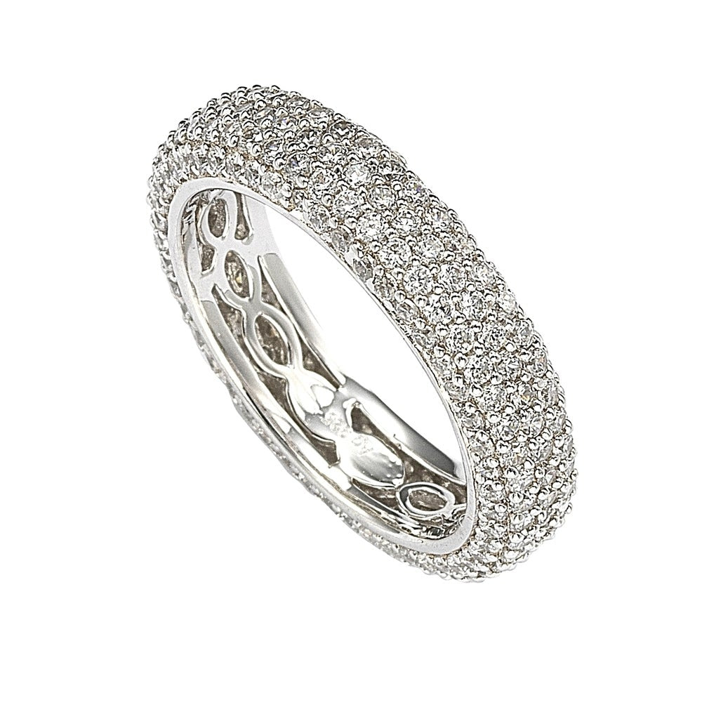 Suzy Levian Sterling Silver Cubic Zirconia White Eternity Band