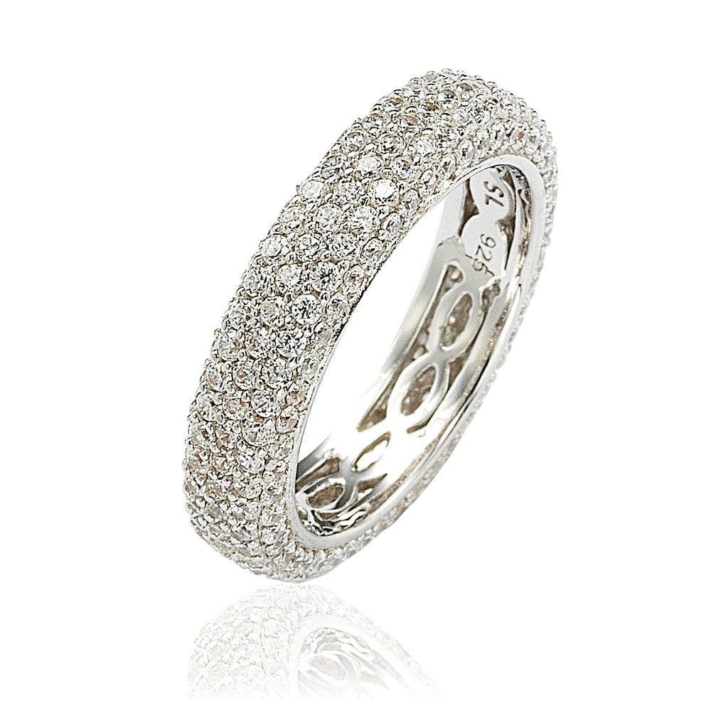 Suzy Levian Sterling Silver Cubic Zirconia White Eternity Band