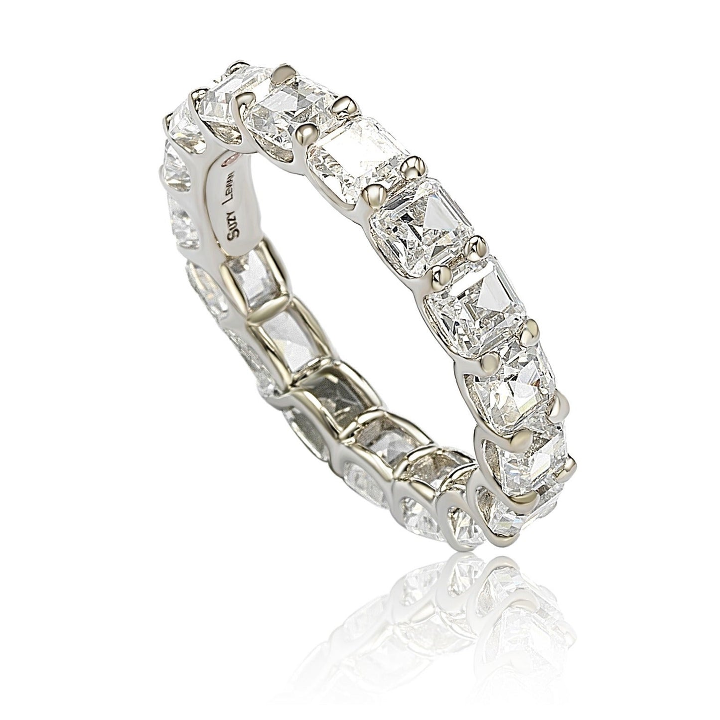 Suzy Levian Sterling Silver Cubic Zirconia White Modern Eternity Band