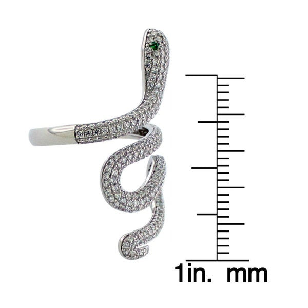 Suzy Levian Sterling Silver Cubic Zirconia Wild Snake Ring