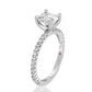 Suzy Levian Sterling Silver Cushion Cut Cubic Zirconia Bridal Engagement Ring