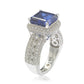 Suzy Levian Sterling Silver Emerald-Cut Sapphire & Diamond Accent Ring with 18k Gold Logo