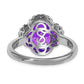 Suzy Levian Sterling Silver Purple Cubic Zirconia Halo Ring