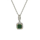 Suzy Levian Sterling Silver Green and White Cubic Zirconia Asscher Cut Pendant