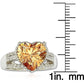 Suzy Levian Sterling Silver Heart-shape Orange Cubic Zirconia Ring