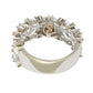 Suzy Levian Sterling Silver Multi-Cut Cubic Zirconia Floral 3/4 Eternity Ring
