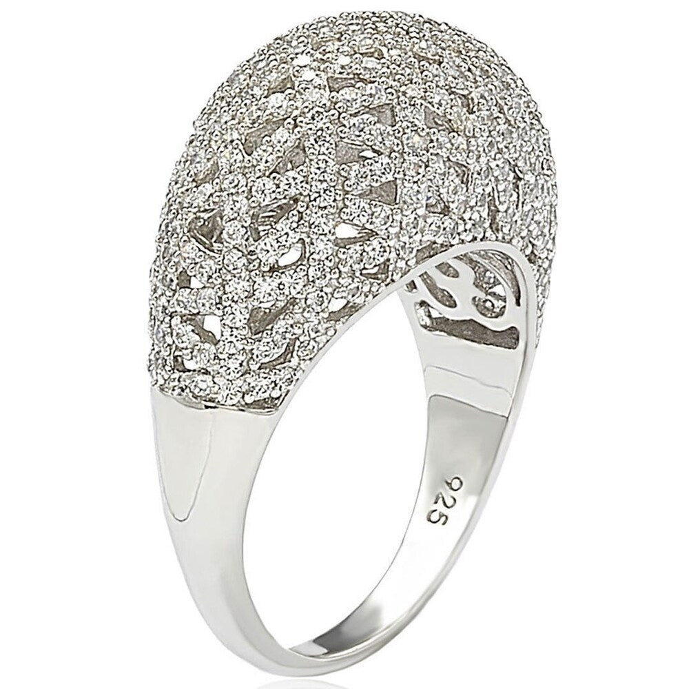 Suzy Levian Sterling Silver Pave Cubic Zirconia Crisscross Ring