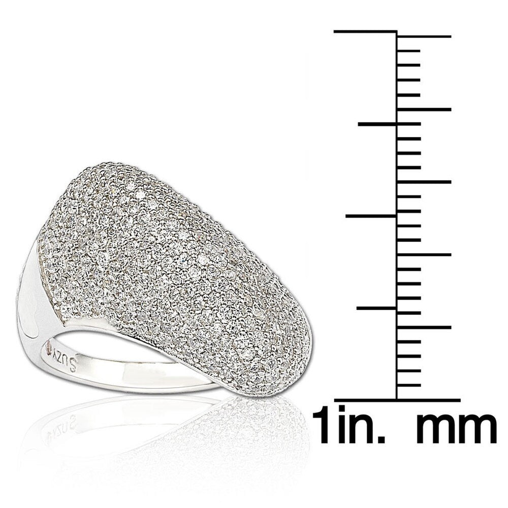 Suzy Levian Sterling Silver Pave Cubic Zirconia Diagonal Pave Ring