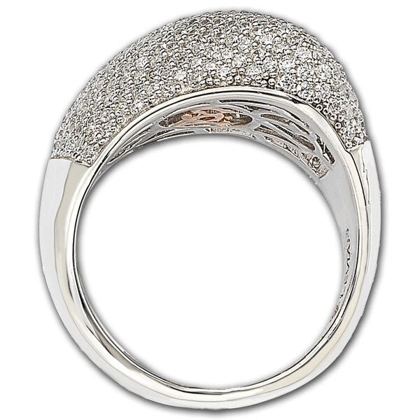 Suzy Levian Sterling Silver Pave Cubic Zirconia Diagonal Pave Ring