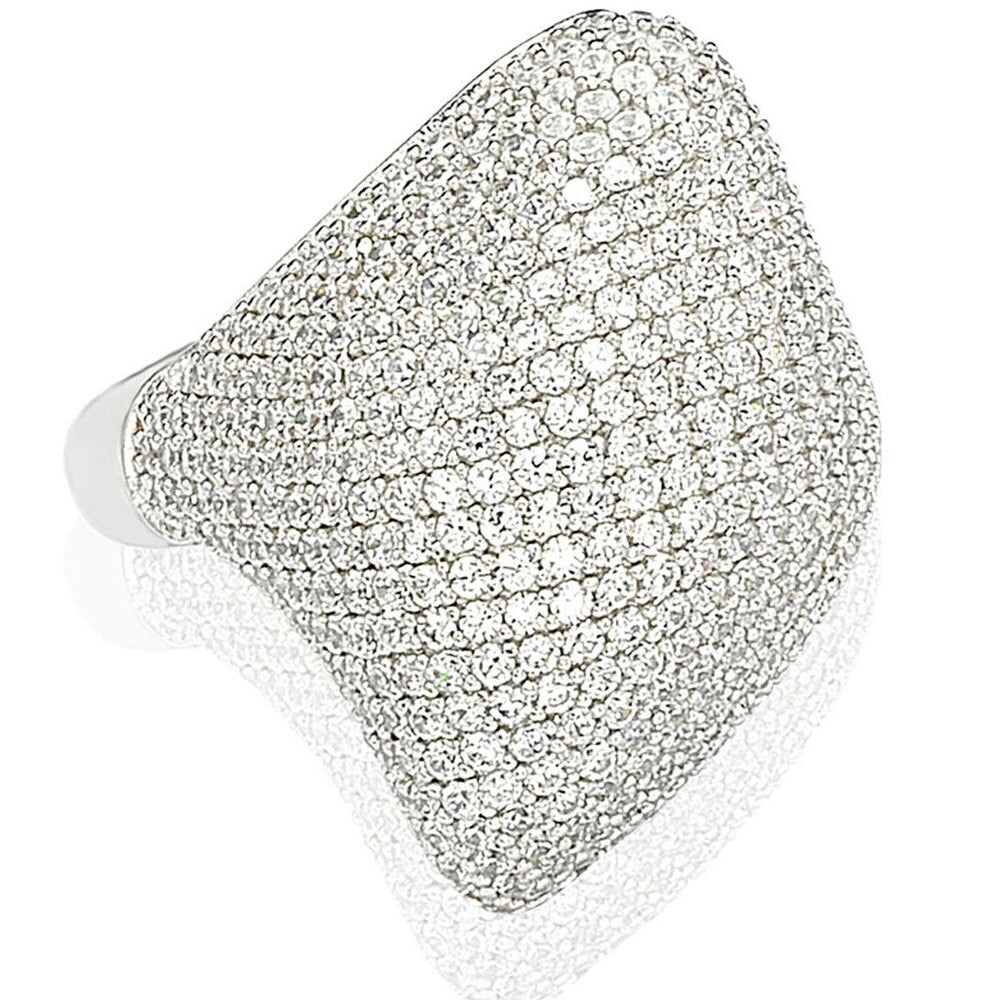 Suzy Levian Sterling Silver Pave Cubic Zirconia Pave Dome Ring