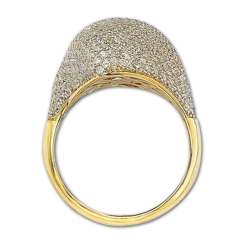 Suzy Levian Golden Sterling Silver Pave Cubic Zirconia Pave Dome Ring
