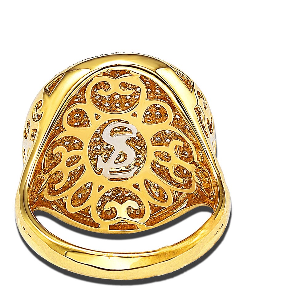 Suzy Levian Golden Sterling Silver Pave Cubic Zirconia Ring
