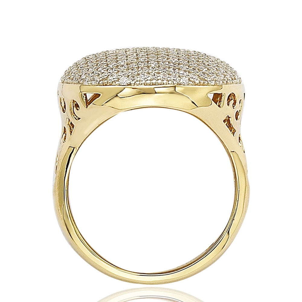 Suzy Levian Golden Sterling Silver Pave Cubic Zirconia Ring