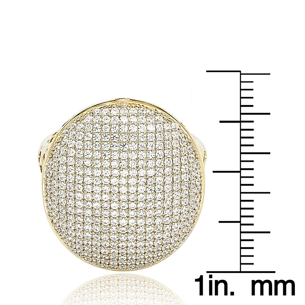 Suzy Levian Golden Sterling Silver Pave Cubic Zirconia Ring