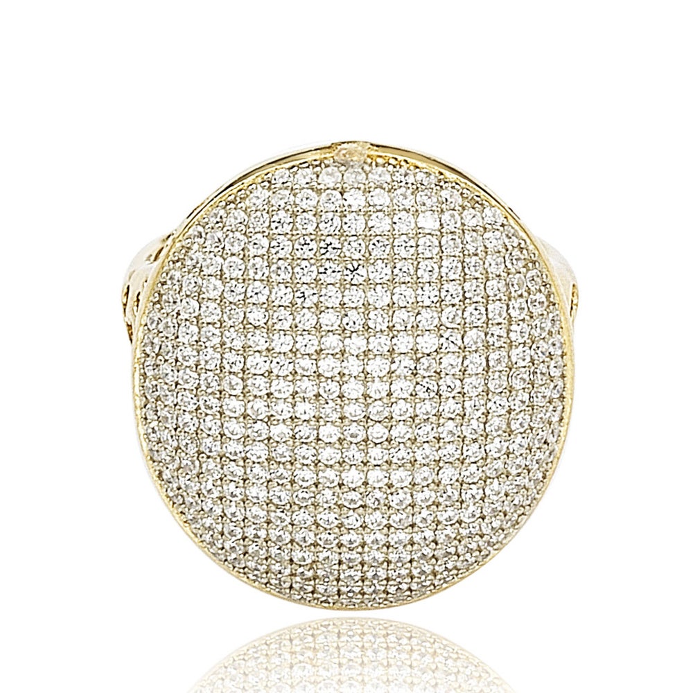 Suzy Levian Golden Sterling Silver Pave Cubic Zirconia Ring