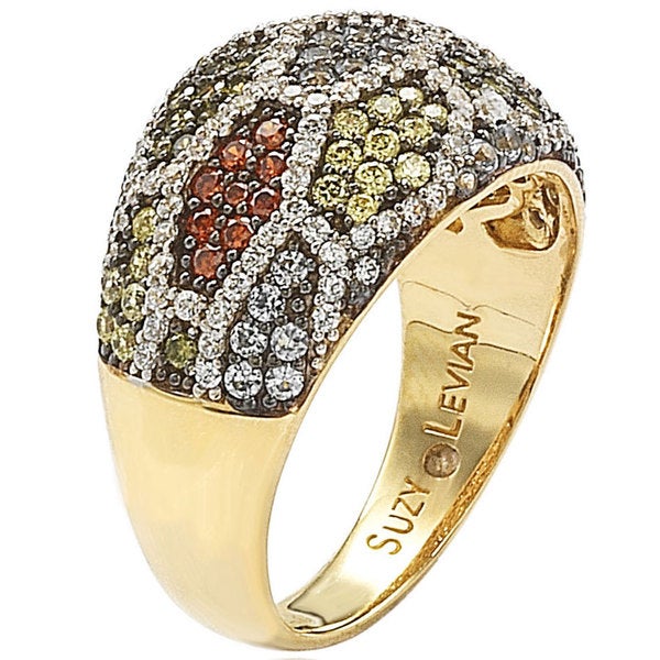 Suzy Levian Sterling Silver Pave Multi-Color Cubic Zirconia Ring