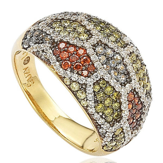 Suzy Levian Sterling Silver Pave Multi-Color Cubic Zirconia Ring