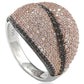 Suzy Levian Sterling Silver Pave Pink & Black Cubic Zirconia Ring