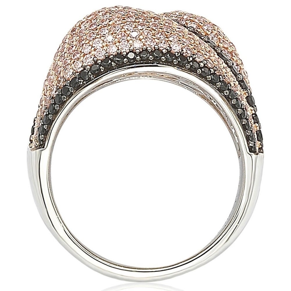 Suzy Levian Sterling Silver Pave Pink & Black Cubic Zirconia Ring
