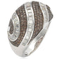 Suzy Levian Sterling Silver Pave and Channel-set White and Brown Cubic Zirconia Ring