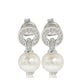 Suzy Levian Sterling Silver Pearl & White Sapphire Circle Earrings