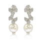 Suzy Levian Sterling Silver Pearl and White Sapphire Butterfly Earrings