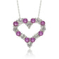 Suzy Levian Sterling Silver Pink Sapphire & Diamond Accent Alternating Heart Eternity Pendant