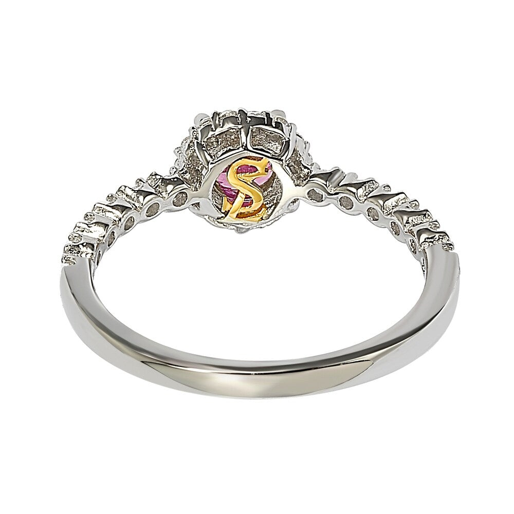 Suzy Levian Sterling Silver Pink Sapphire (0.54cttw) & Diamond Accent Petite Bridal Ring