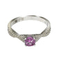 Suzy Levian Sterling Silver Pink Sapphire (0.70cttw)& Diamond Accent Crossover Twist Ring