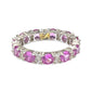 Suzy Levian Sterling Silver Round Cut Pink Sapphire and Diamond Accent Eternity Band