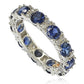 Suzy Levian Sterling Silver Round Cut Sapphire and Diamond Accent Eternity Band