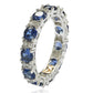 Suzy Levian Sterling Silver Round Cut Sapphire and Diamond Accent Eternity Band