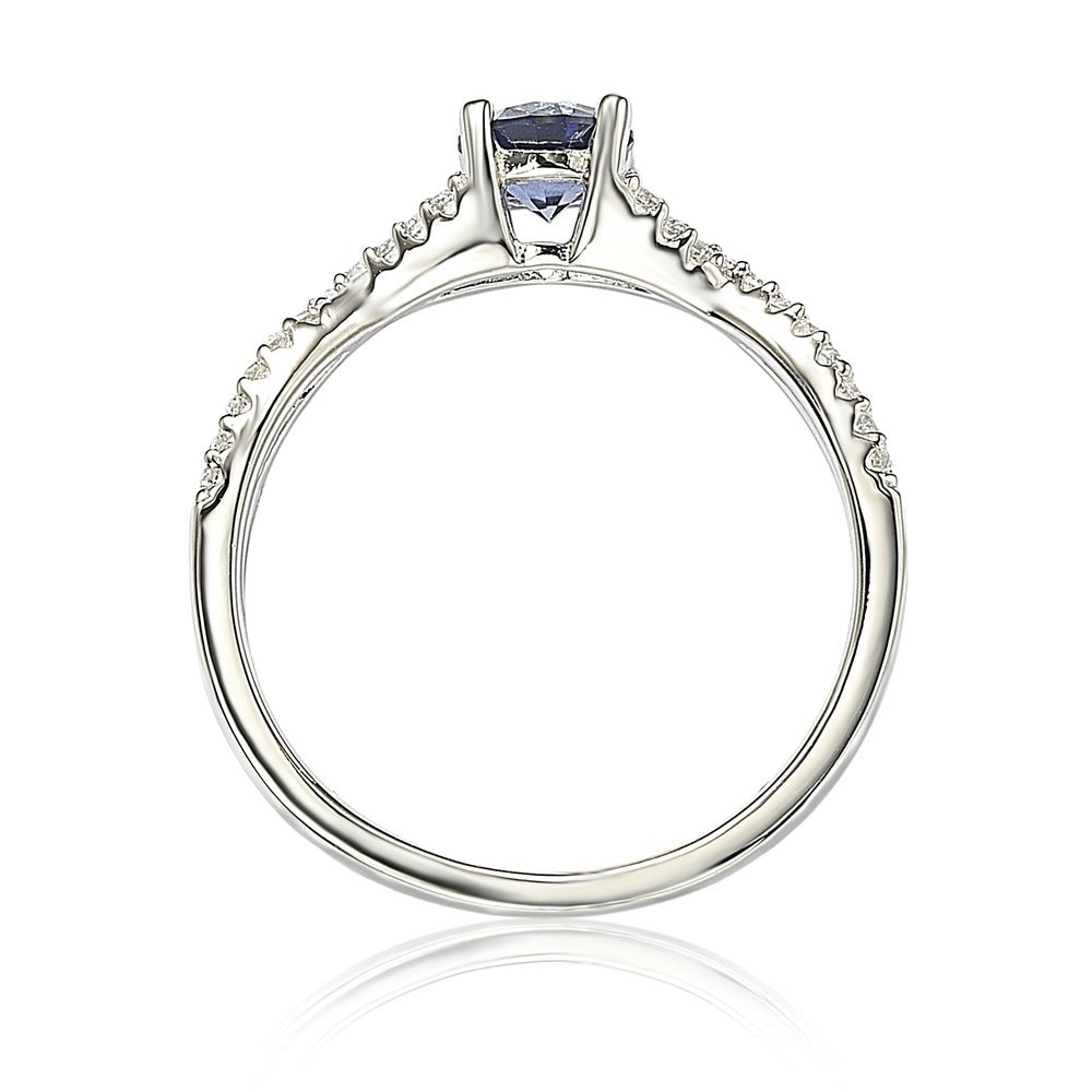 Suzy Levian Sterling Silver Sapphire (0.70cttw) & Diamond Accent Crossover Twist Ring