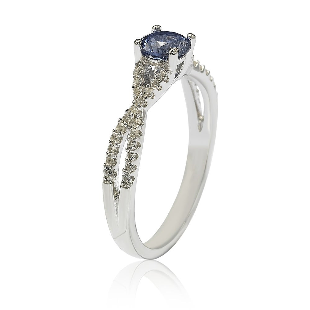 Suzy Levian Sterling Silver Sapphire (0.70cttw) & Diamond Accent