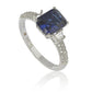Suzy Levian Sterling Silver Sapphire & Diamond Accent 3cttw Emerald Cut Bridal Ring