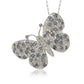 Suzy Levian Sterling Silver Sapphire & Diamond Accent Butterfly Pendant Brooch
