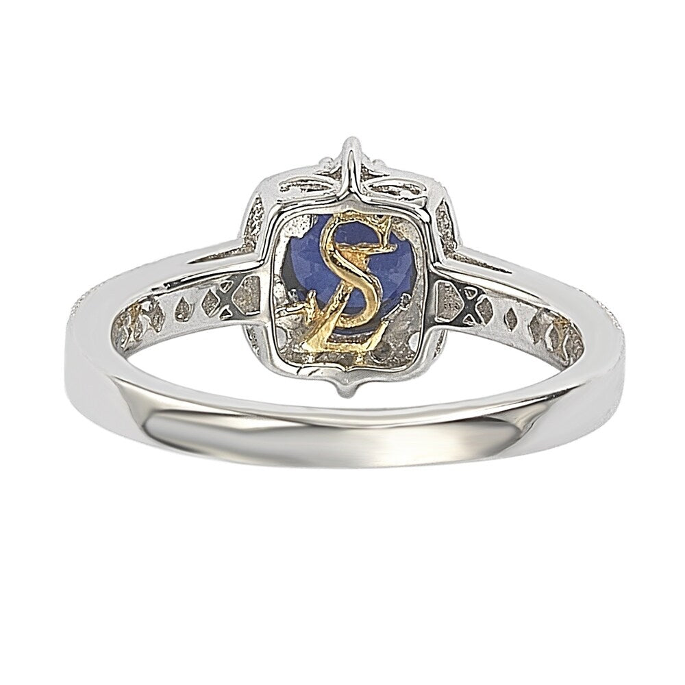 Suzy Levian Sterling Silver Sapphire & Diamond Accent Center Stone Ring