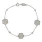 Suzy Levian Sterling Silver Sapphire & Diamond Accent Flowers Station Bracelet